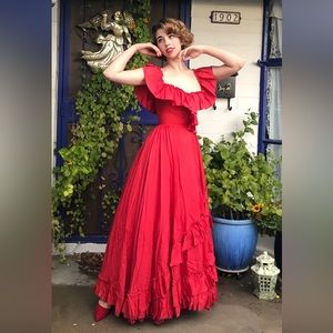 Fabulous Red 70s Vintage Union Made Gown